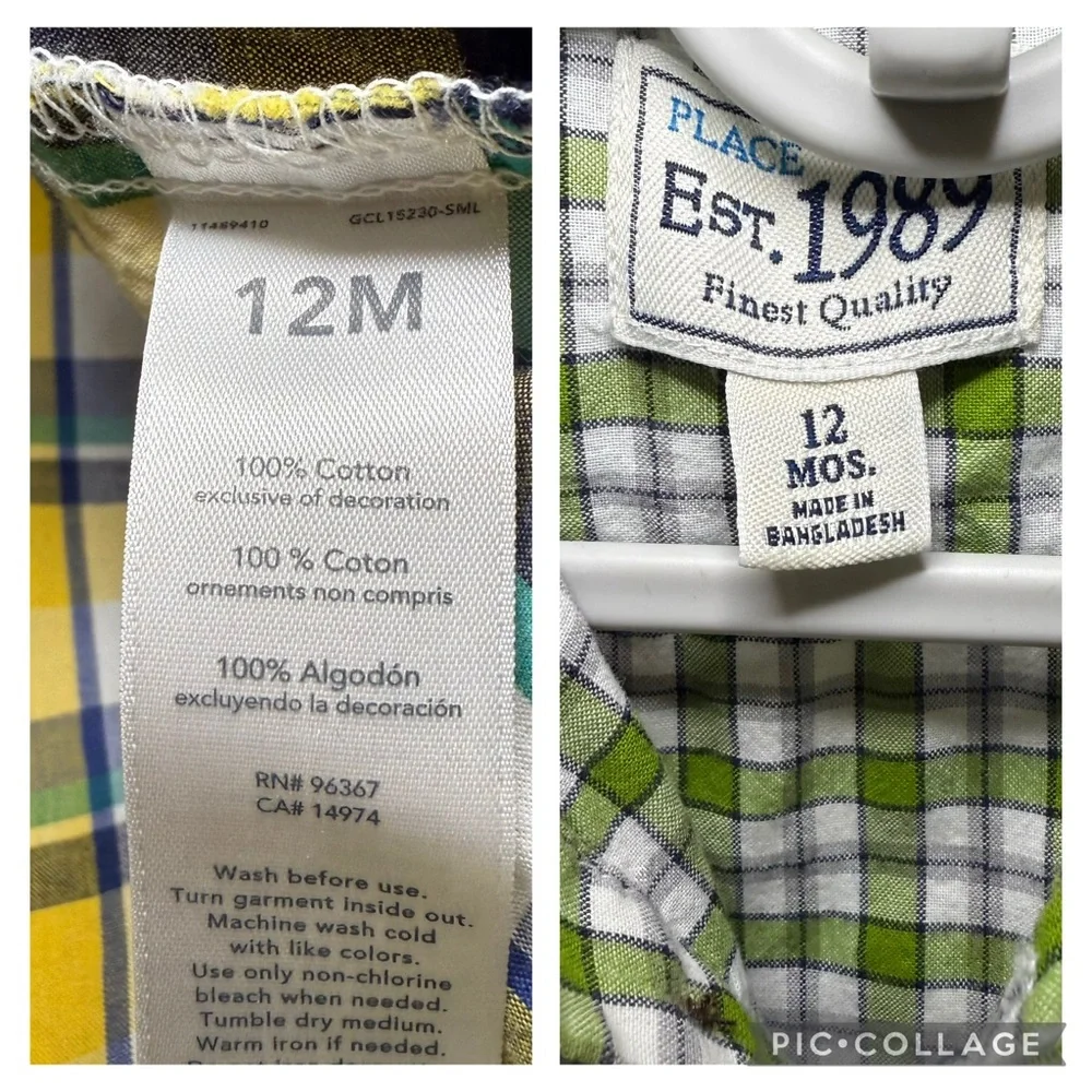 OshKosh B'gosh The Children's Place Baby Boys Plaid Shirts Size 12 Months
